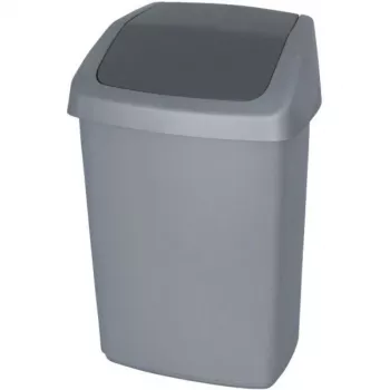 CURVER Deco Bin smetnjak z nihajnim pokrovom 50L temno siva/srebrn