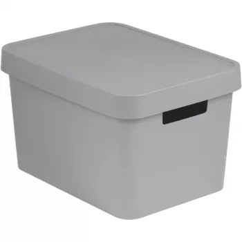Curver Infinity Recycled 17L škatla za shranjevanje s pokrovom, siva, 36x27x22 cm