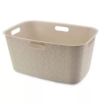 CURVER Softex 45L košara za perilo v kredno beli, mehka pravokotna posoda z integriranimi ročaji, 57 x 37 x 27 cm