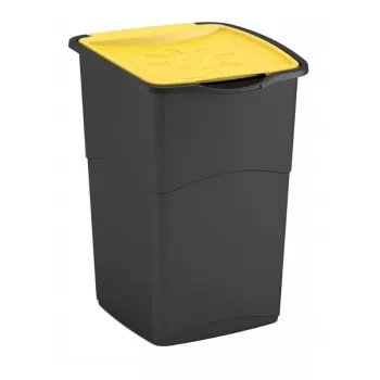 Curver Koral koš za smeti 47L črna/rumena z nihajnim pokrovom