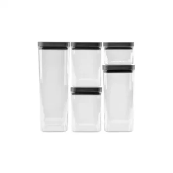 CURVER Kara komplet posod za shranjevanje suhih živil 0,5L + 2x1,2L + 1,8L + 2,4L prozoren/temno siv, zračno tesno, zložljivo, brez BPA