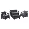 KETER Corfu vrtni set, siva - 4-sedežna sofa, 2 naslanjača, klubska mizica