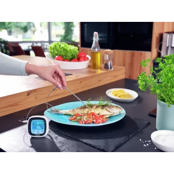 LEIFHEIT digitalni termometer za pečenje in žar s sondo iz nerjavnega jekla, časovnikom in prednastavljenimi programi za meso