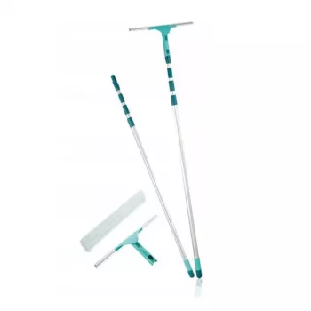 LEIFHEIT set za čiščenje oken s teleskopskim ročajem, 2-in-1 strgalo XL Pro Reach, doseg 4m