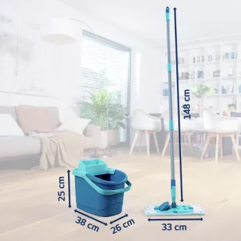 Leifheit Clean Twist M Ergo komplet za čiščenje tal z Micro Duo glavo za brisanje, 33 cm, zeleno/belo