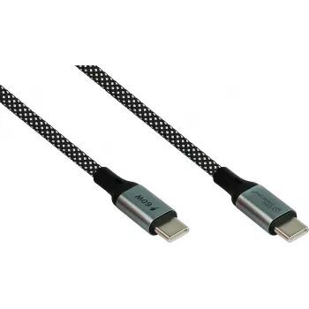 GoodConnections magnetni spiralni kabel USB 2.0 60W USB-C na USB-C, črno-bel, 1m 2060-MT010SW