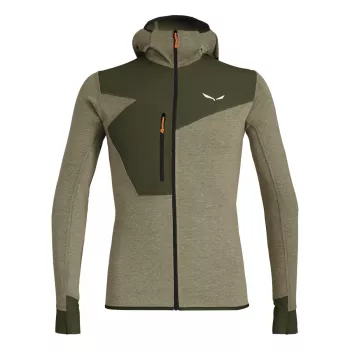 Salewa Puez 2 Dry dolga majica s kapuco in zadrgo Dark Olive Melange moški XL