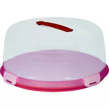 CURVER okrogla škatla za prenos torte Ø34.7x15.6cm rdeča s prozornim pokrovom