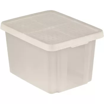 CURVER Essentials 26L prozorna škatla za shranjevanje s pokrovom, zložljiva v stog in gnezdilna, 44x34x27 cm