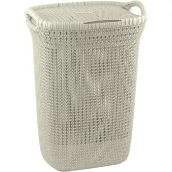 Curver Knit 57L košara za perilo s pokrovom, bela