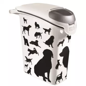 Curver Petlife posoda za shranjevanje pasje hrane 23L črna z dizajnom odtisa tačke