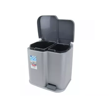 CURVER Duo 15+7L srebrno-temno siv pedala za smeti