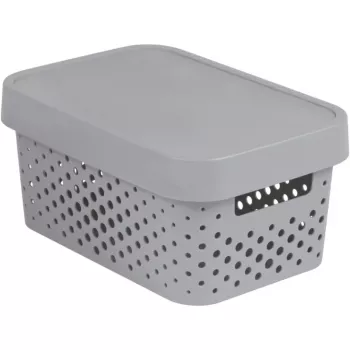 Curver Infinity škatla za shranjevanje iz recikliranega materiala s pokrovom, 4,5L, siva