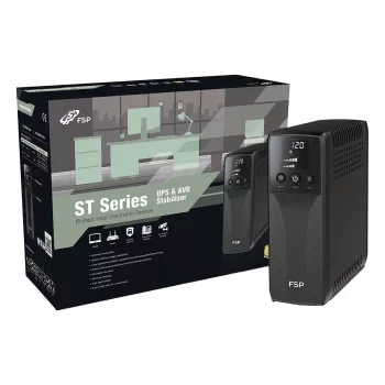 FSP ST 1200 Tower 1200VA 720W line-interactive brezprekinitveno napajanje (UPS) s 4 vtičnicami Schuko in zaščito RJ45