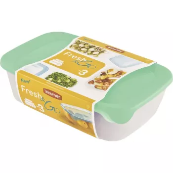 CURVER Fresh & Go pravokotni komplet za shranjevanje 3-delni (2L + 1L + 0,5L) zelen