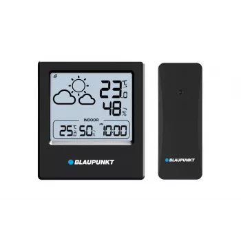 Blaupunkt WS10BK vremenska postaja z zunanjim senzorjem, barvni LCD, napoved, vlažnost, alarm, črna