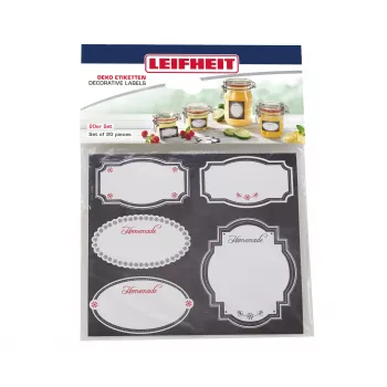 LEIFHEIT komplet dekorativnih nalepk za kozarce, črno-bel