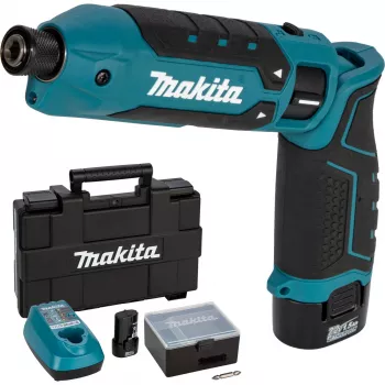 Makita TD023DSE 7,2V Li-ion akumulatorski kotni udarni vijačnik z 2 baterijama, polnilnikom in kovčkom