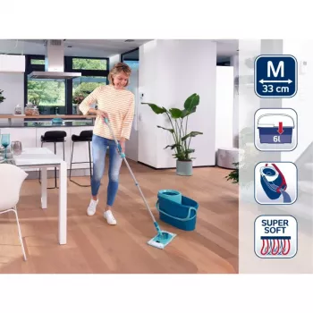 Leifheit komplet za čiščenje tal Clean Twist M Ergo s Power Cleaner 1L, sistem spin-mop, zelen/bel