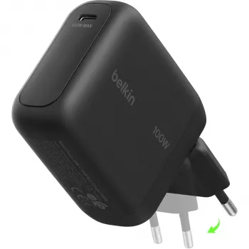 Belkin BOOSTCharge 100W USB-C GaN stenski polnilnik - črn WCH025KQBK