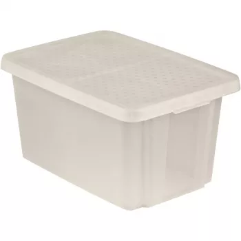 CURVER Essentials prozorna škatla za shranjevanje 45L s pokrovom, 57 x 40 x 30 cm, za zlaganje, primerna za stik z živili