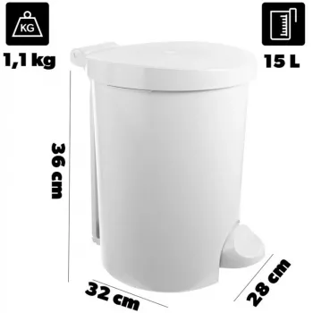 CURVER Deco pedala za smeti 15L bela z odstranljivo notranjo posodo