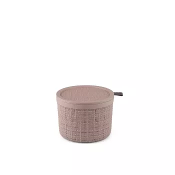CURVER Jute okrogla shranjevalna košara s pokrovom 2L roza 17x13cm
