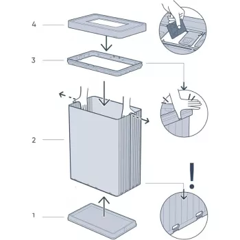 CURVER pravokotni metalizirani koš za smeti Verto Recycle 54L Pearl Pink