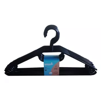 KEEEPER Arvid plastični obešalniki za oblačila, 10-delni set, 40 x 22 x 6,2 cm, črni