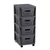 CURVER Infinity predalnik na kolesih s 4 perforiranimi škatlami 11L, temno siva, 30x36x69 cm