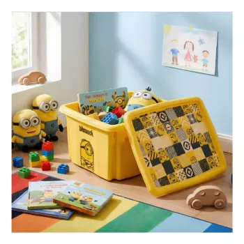 KEEEPER škatla s pokrovom 15L Karolina »Minions Mosaic« 38x29,5x20,5 cm rumena