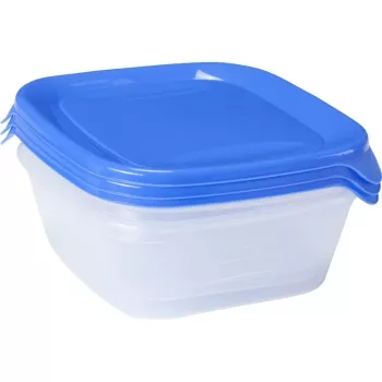 CURVER Fresh&Go set posod za shranjevanje s 3 kosi, po 0,8 L, modre, nepredušni pokrovi, brez BPA, mikrovalovna pečica, zamrzovalnik, pomivalni stroj