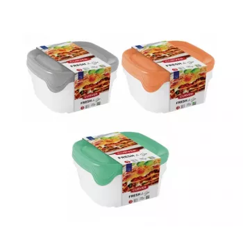 Curver Fresh & Go set posod za shranjevanje s 3 kosi, po 0,8 L, pravokotne, nepredušni pokrovi, pisane barve, brez BPA