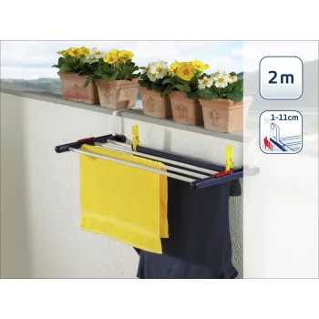 LEIFHEIT viseči sušilnik za perilo Quartett 20, 2m dolžina sušenja, 4 prevlečene jeklene palice, zložljiv, belo/modra