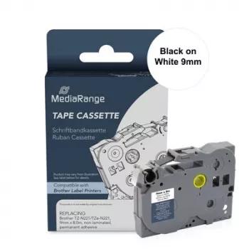 MediaRange kaseta z označevalnim trakom za Brother TZ-N221/TZe-NX221, 9mm x 8m, črno na belem