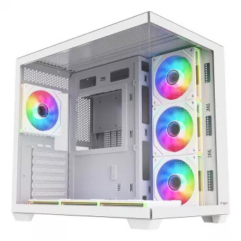 FSP Fortron M341-WA ohišje za PC Mid-Tower s kaljenim steklom in 4 ventilatorji ARGB