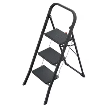 HAILO K44 StandardLine zložljive stopnice, 3 stopnice, varnostni lok, črne, 150 kg
