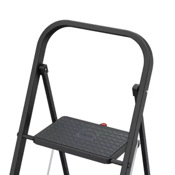 HAILO K44 StandardLine zložljive stopnice, 3 stopnice, varnostni lok, črne, 150 kg