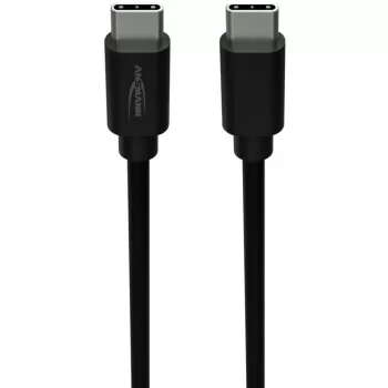 ANSMANN kabel USB-C na USB-C za prenos podatkov in polnjenje, 1,2 m, 60W Power Delivery, črn
