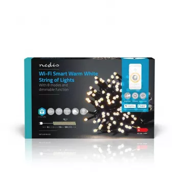 Nedis SmartLife Wi-Fi LED lučka toplo bela 10 m 100 LED IP44 WIFILX01W100