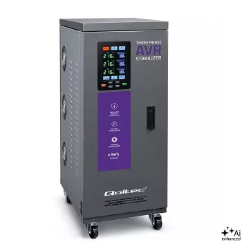 Qoltec 15kVA trifazni servomotorni stabilizator napetosti AVR z LCD zaslonom, natančnost ±3 %, Expert Line