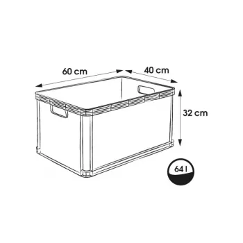 keeeper Robert 64L transportna škatla za velike obremenitve, nosilnost 60 kg, 600x400x320 mm, siva
