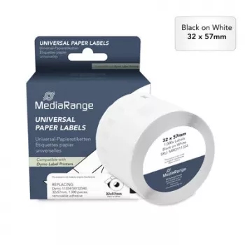 MediaRange univerzalne papirnate nalepke za Dymo 11354/S0722540, 32 x 57 mm, 1000 nalepk, odstranljivo lepilo, črno na belem (MRDY11354)