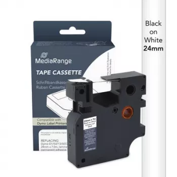 MediaRange kaseta z napisnim trakom Dymo D1 24mm x 7m črno na belem (S0720930/53713)