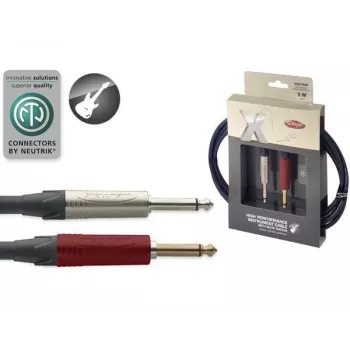 Stagg XGC3SW 3m inštrumentalni kabel z 1/4 inch TS na 1/4 inch TS, črn