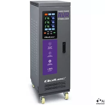 Qoltec trifazni stabilizator napetosti AVR MULTIPROTECTION | 40kVA | natančnost ± 3 % | servomotor 3F | LCD | Expert Line