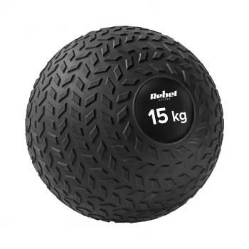 Rebel Active slam ball 15 kg 23 cm, črna - medicinska žoga za moč in rehabilitacijo