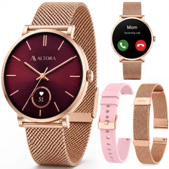 3MK PROTECTION pametna ura Altora Vivid Lady – AMOLED, srčni utrip, SpO2, IP68, roza silikonski pašček