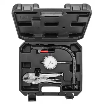 NEO TOOLS TOP-11-130 komplet za preverjanje bočnega odtekanja zavornega koluta z merilno uro 0,01 mm, magnetno podnožje 60 kg, gibljiv krak