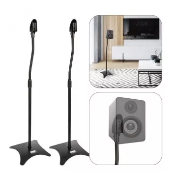 DNA SS 1 SET – par jeklenih stojal za zvočnike, višinsko nastavljiva 800-1300 mm, nosilnost 30 kg, zložljiva, črna